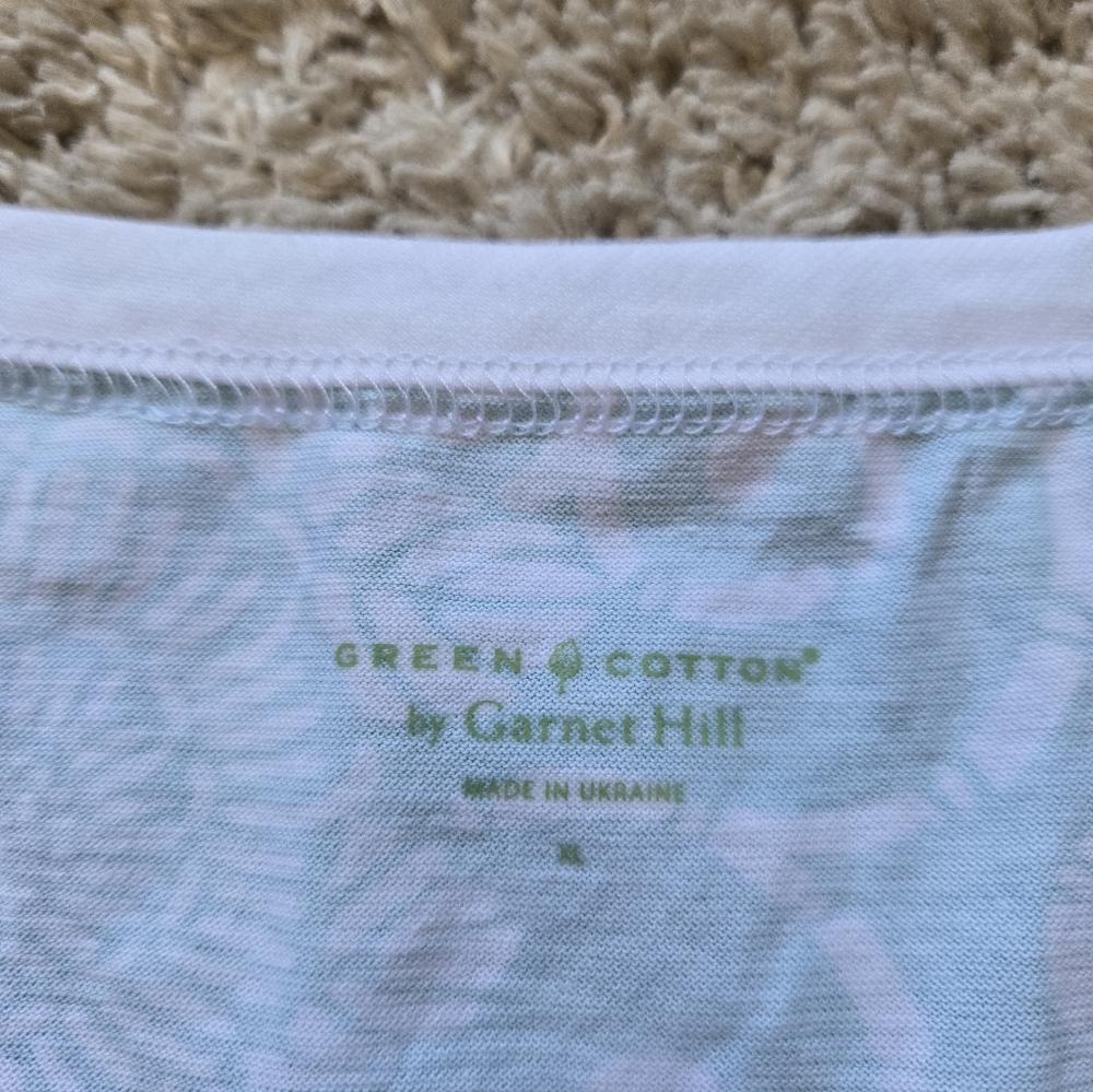 Garnet Hill Green Cotton Sleep Shirt Womens XL oriental Lightweight Pullover - Picture 6 of 11